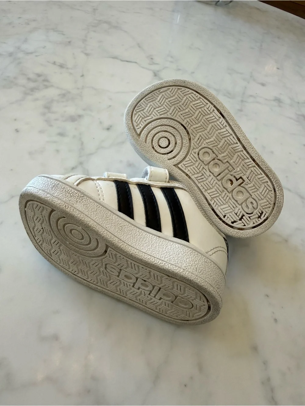 Adidas Toddler White Black Velcro Sneakers Size 3K Baby Shoes